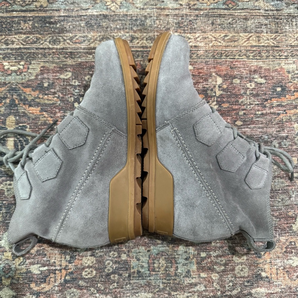 Sorel Evie Lace-Up Wedge Bootie Gray Suede 8.5 - Picture 5 of 9